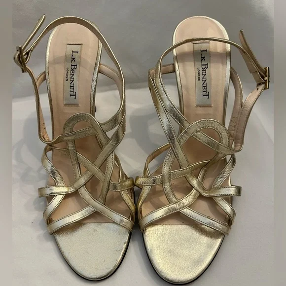 L.K. Bennett Gold Strappy Feria Heels Size‎ EU 37 - Picture 4 of 14
